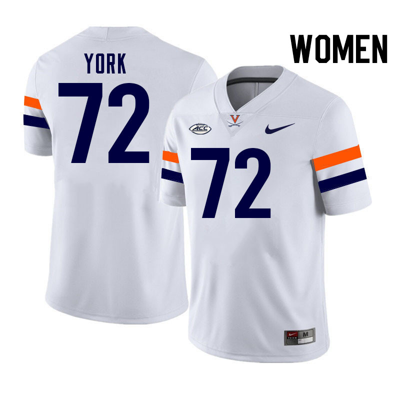 Women Virginia Cavaliers #72 Ben York College Football Jerseys Stitched-White